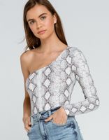 WEST OF MELROSE Snake It Out One Shoulder Bodysuit