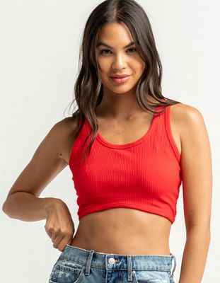 HEART & HIPS Red Rib Crop Tank