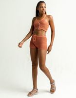 FULL CIRCLE TRENDS Button Front Crochet Sand Tank & Shorts Set