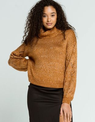 FULL TILT Marled Cowl Neck Rust Sweater
