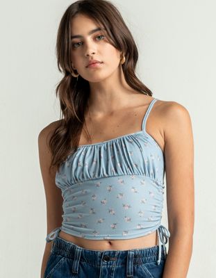 SKY AND SPARROW Ditsy Cinch Side Rouche Cami