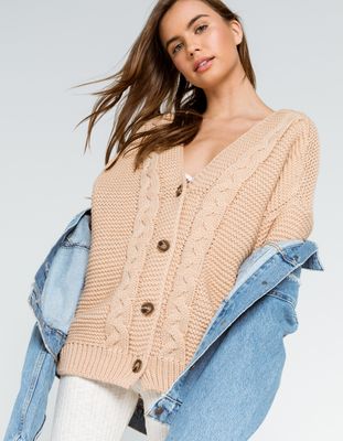 WEST OF MELROSE Not Your Boyfriends Cable Knit Oversized Cardigan