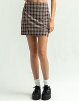 FULL TILT Front Notch Brown Plaid Skirt