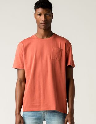 RSQ Oversized Solid Burnt Red Pocket Tee
