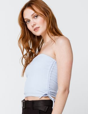 SKY AND SPARROW Solid Cinch Side Light Blue Tube Top