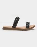 SODA Braided Dual Strap Black Slide Sandals