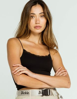 FULL TILT Lace Trim Seamless Black Cami