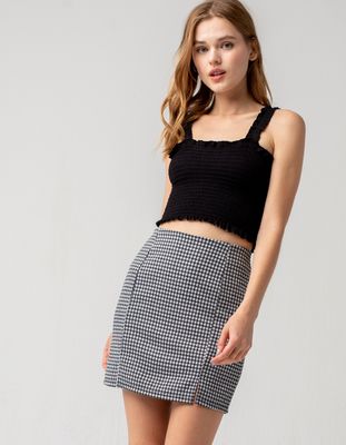 FULL TILT Plaid Front Slit Skirt