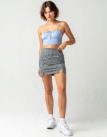 SKY AND SPARROW Emma Solid Ruched Light Blue Crop Cami