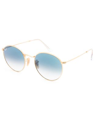RAY-BAN Round Flat Lenses Light Blue Gradient & Gold Sunglasses