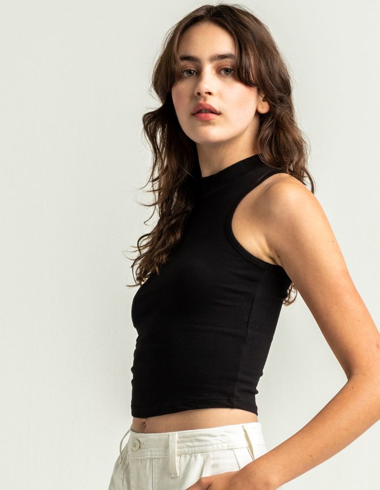 BOZZOLO Mock Neck Black Tank