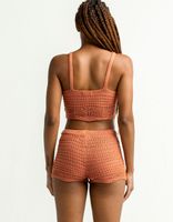 FULL CIRCLE TRENDS Button Front Crochet Sand Tank & Shorts Set