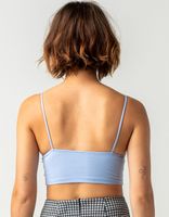 SKY AND SPARROW Emma Solid Ruched Light Blue Crop Cami