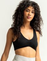 FULL TILT Ruched Seamless Black Bralette