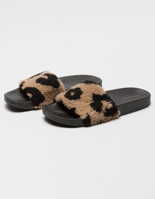 BAMBOO Shearling Leopard Slide Sandals