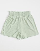 HAYDEN Pleated Paperbag Girls Sage Shorts