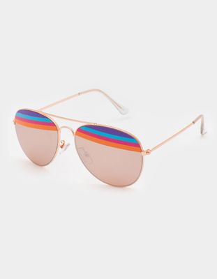 Rainbow Lens Metal Aviator Sunglasses