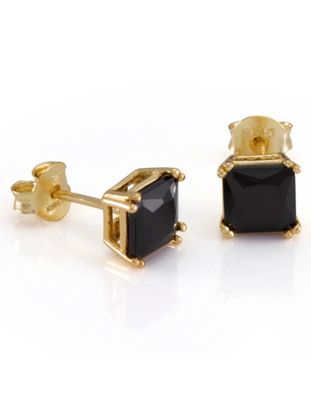 KING ICE The .925 Sterling Silver Princess Onyx Earrings