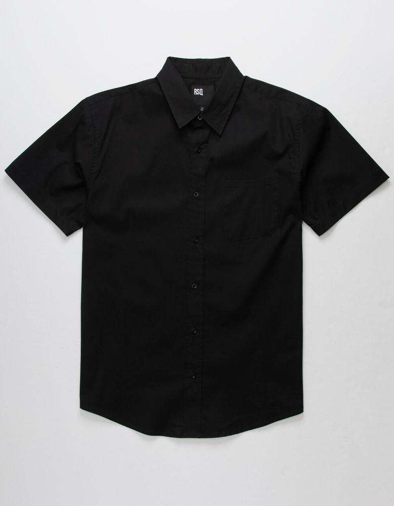 RSQ Solid Black Button Up Shirt