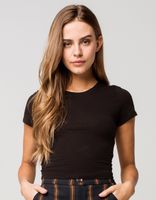 BOZZOLO Crew Neck Black Crop Tee