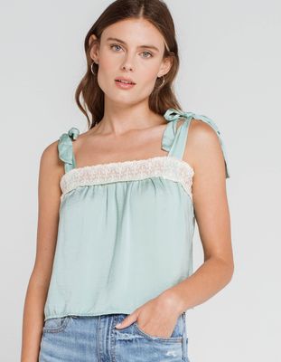 WEST OF MELROSE Ride Or Tie Sleeve Satin Top