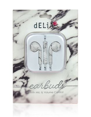 GABBA GOODS Delias White Marble Earbuds