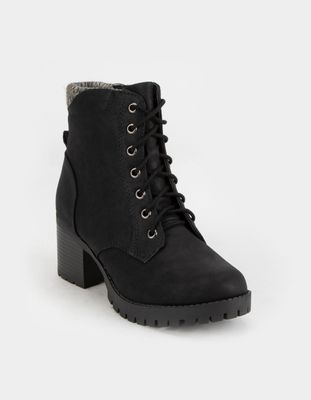 SODA Lace Up Black Booties