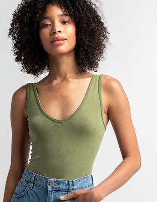 FREE PEOPLE Washed Seamless Army Bodysuit