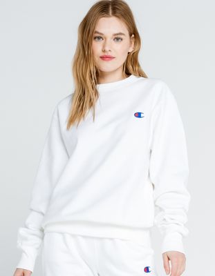 CHAMPION Reverse Weave White Boyfriend Crew Sweatshirt