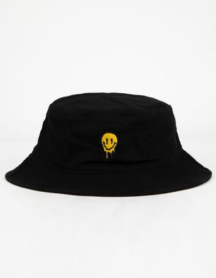 Smiley Drip Black Bucket Hat