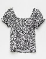 WHITE FAWN Girls Floral Puff Sleeve Top