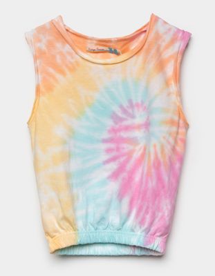 VINTAGE HAVANA Cinch Bottom Girls Multi Tie Dye Tank