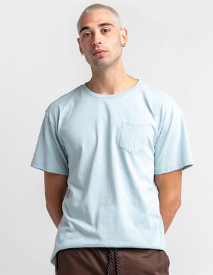 RSQ Oversized Solid Light Blue Pocket Tee