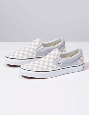 VANS Checkerboard Gray Dawn & True White Slip-On Shoes