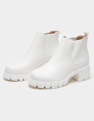 SODA Chunky Chelsea White Boots