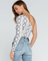 WEST OF MELROSE Snake It Out One Shoulder Bodysuit