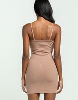 FULL TILT Cinch Surplice Brown Bodycon Dress