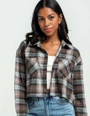 RSQ Crop Flannel Shirt