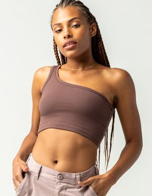 FULL TILT One Shoulder Brown Tank