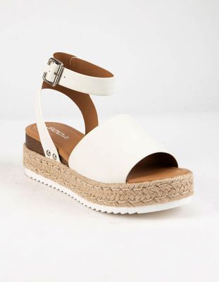 SODA Topic White Espadrille Flatform Sandals