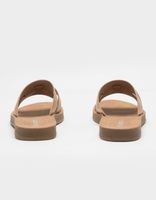 SODA Woven Tan Slide Sandals