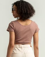 HEART & HIPS Scoop Neck Chocolate Crop Tee