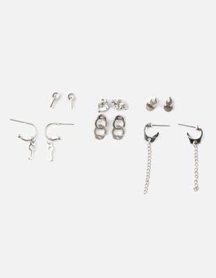 FULL TILT 6 Pair Key/Flame/Stud Earring Set