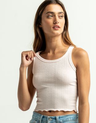 HEART & HIPS Pointelle Baby Pink Crop Tank