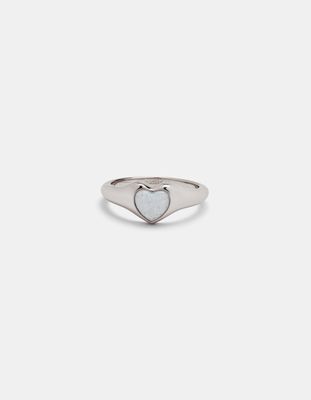 PURA VIDA Stone Heart Silver Signet Ring