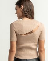 WEST OF MELROSE Restless Beige Cut Out Top