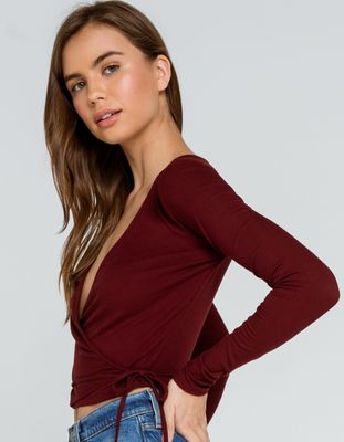 WEST OF MELROSE Wrapped Style Tie Front Knit Top
