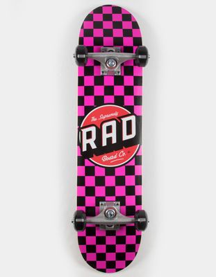 THE RAD BOARD CO. Checkers 2 Black & Pink 7.5" Complete Skateboard