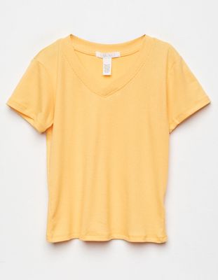 FULL TILT Girls Yellow Essential V Neck Tee