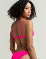 FULL TILT Fixed Triangle Neon Hot Pink Texture Bikini Top